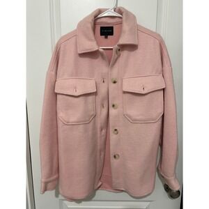 TIMING Pink Thick Button Up Shirt Jacket Shacket Oversized Size S